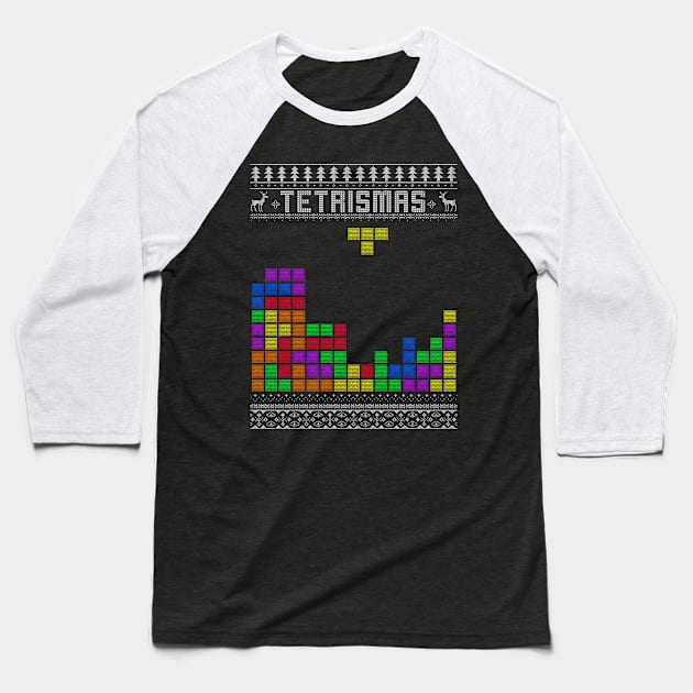 Tetris-Mas Baseball T-Shirt by Bevatron